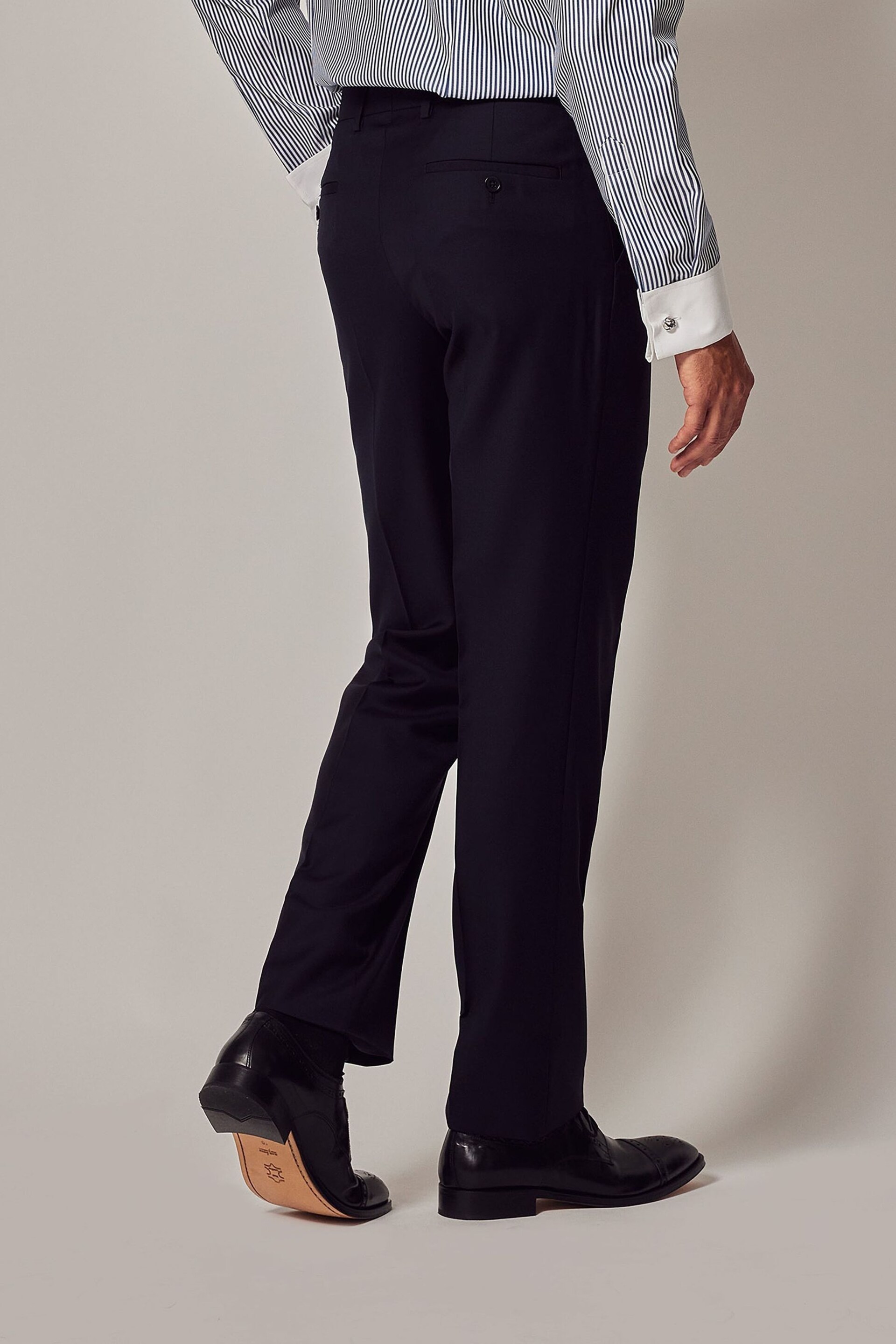 Hawes & Curtis Slim Blue Twill Suit Trousers - Image 4 of 4