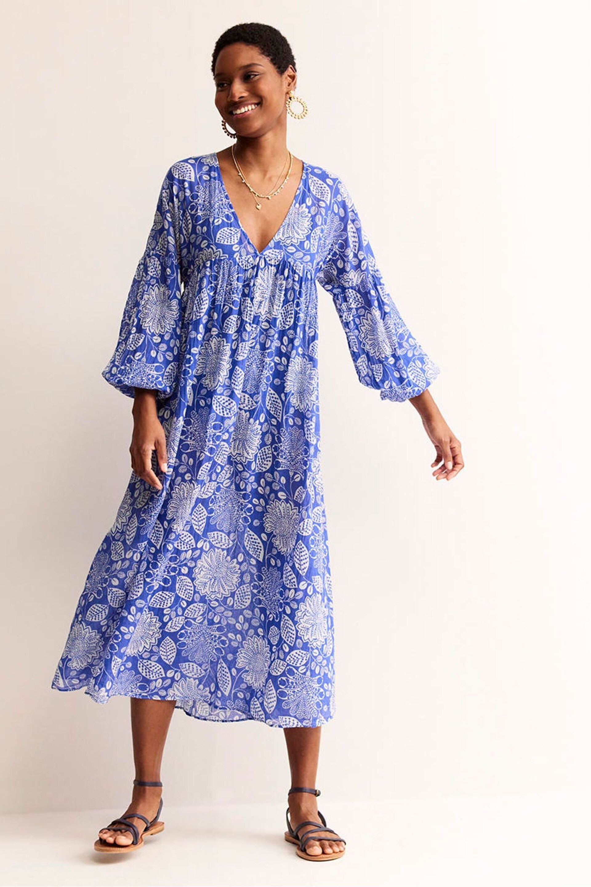 Boden Blue Petite Sarah Maxi Kaftan Dress - Image 1 of 5