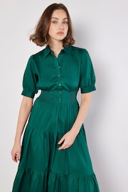 Apricot Green Smock Waist Shirt Midaxi Dress - Image 2 of 5