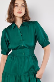 Apricot Green Smock Waist Shirt Midaxi Dress - Image 3 of 5