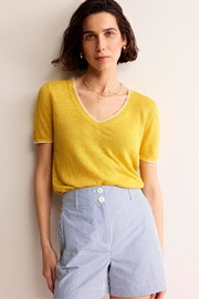 Boden Yellow Maggie V-Neck Linen Cardigan - Image 1 of 6