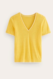 Boden Yellow Maggie V-Neck Linen Cardigan - Image 5 of 6