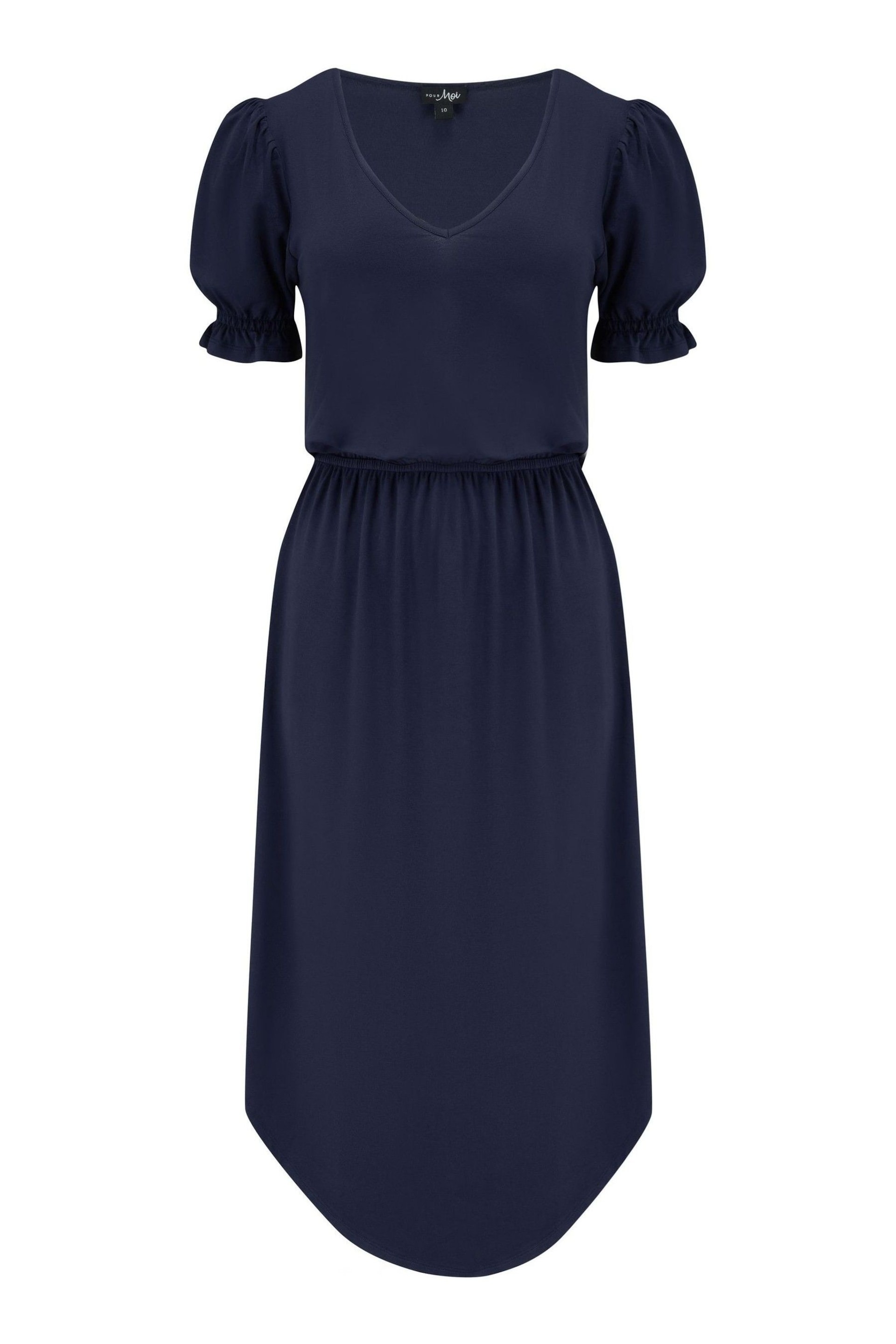 Pour Moi Blue Jenny Puff Sleeve Jersey Midi Dress with LENZING™ ECOVERO™ Viscose - Image 3 of 4