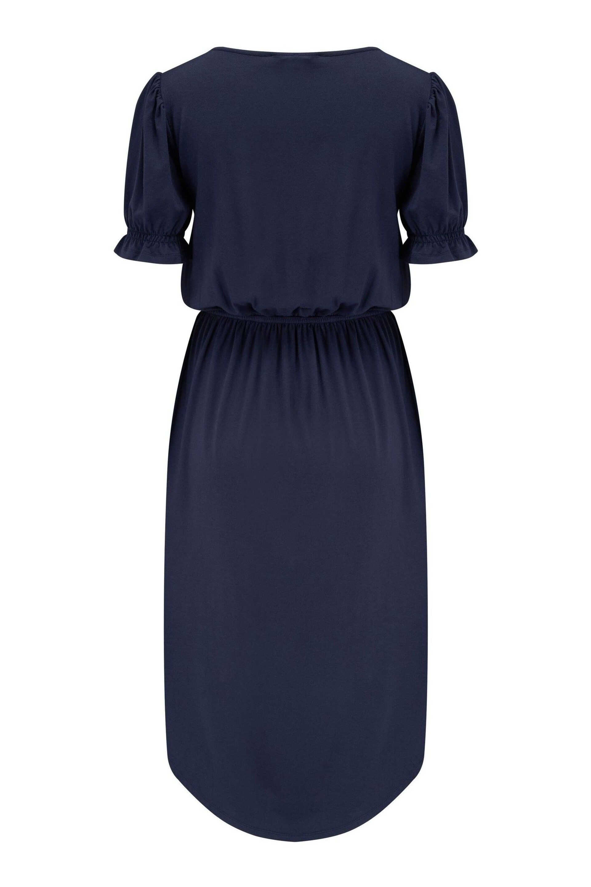 Pour Moi Blue Jenny Puff Sleeve Jersey Midi Dress with LENZING™ ECOVERO™ Viscose - Image 4 of 4