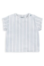 Mamas & Papas Blue Stripe T-Shirt And Shorts Set 2 Piece - Image 3 of 4