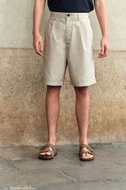 Stone Relaxed Poplin Chino 100% Cotton Shorts - Image 2 of 7