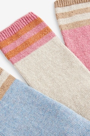 Blue/Pink/Ecru Thermal Wool Blend Ankle Socks 3 Pack With Silk - Image 5 of 6