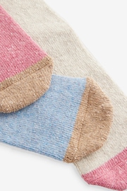 Blue/Pink/Ecru Thermal Wool Blend Ankle Socks 3 Pack With Silk - Image 6 of 6