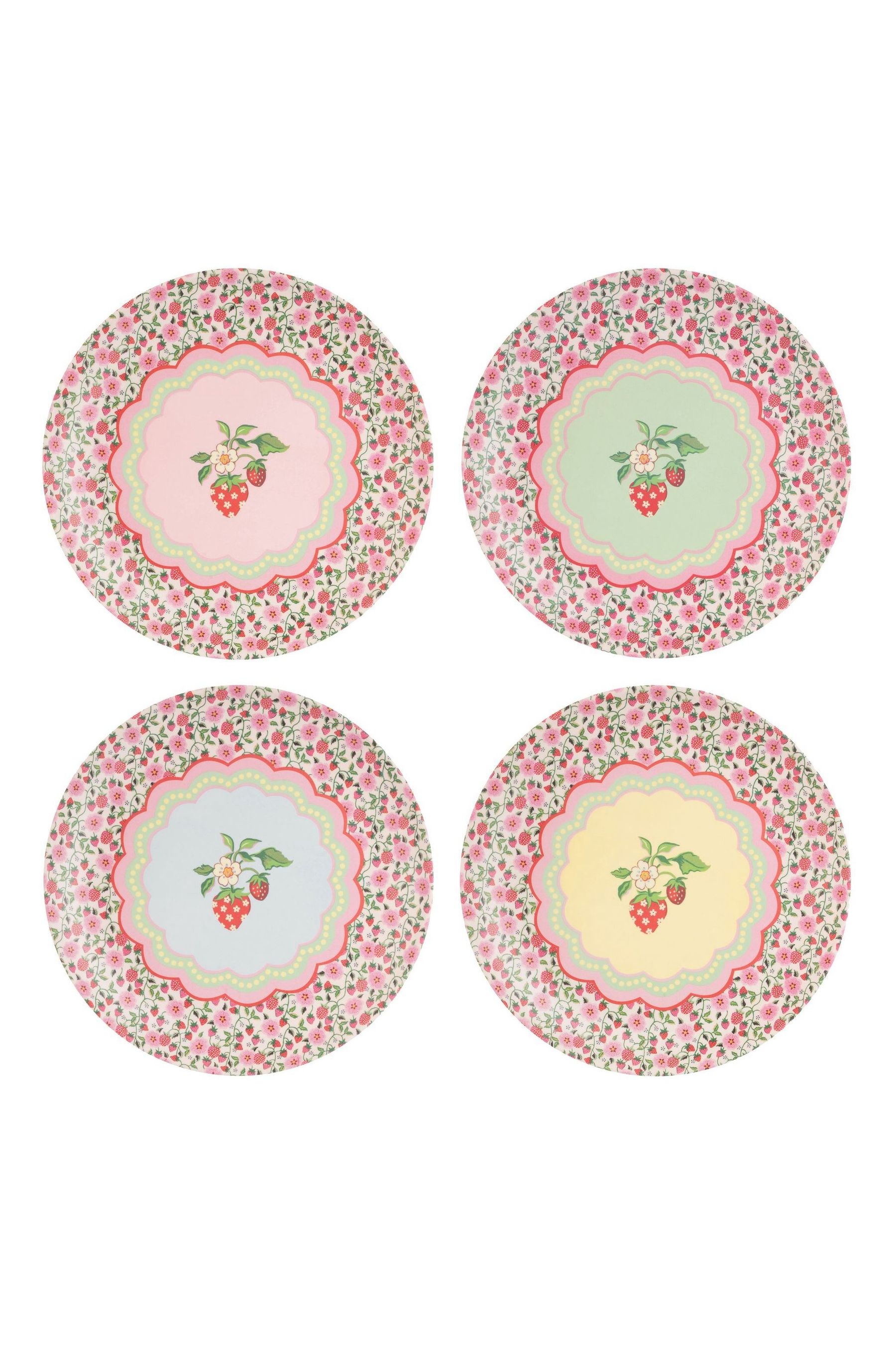 Buy Cath Kidston Green Strawberry Melamine Picnic Dinner Plates Set Of 4 from the Next UK online shop