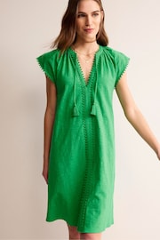 Boden Green Millie Pom 100% Cotton Dress - Image 4 of 5