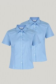 Trutex Blue Slim Fit Short Sleeve 2 Pack School Shirts - Image 4 of 6