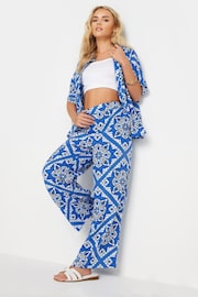 PixieGirl Petite Blue Tile Print Wide Leg Trousers - Image 1 of 5