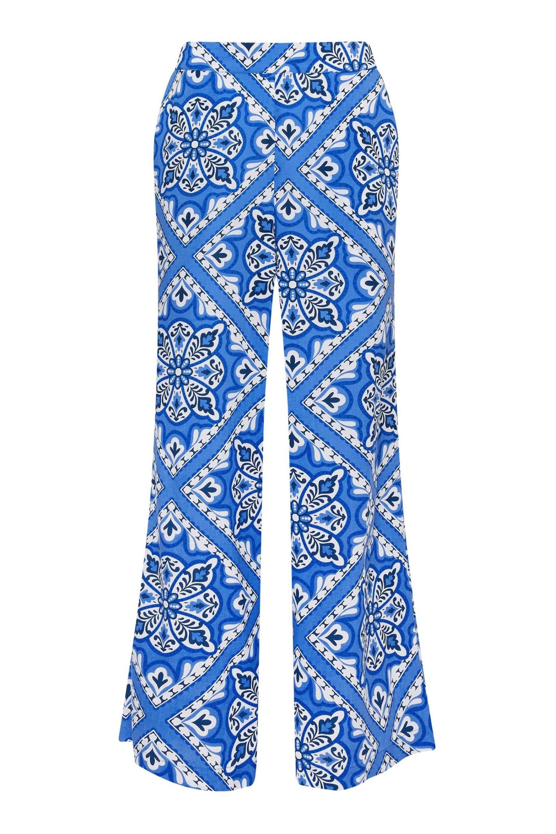 PixieGirl Petite Blue Tile Print Wide Leg Trousers - Image 5 of 5