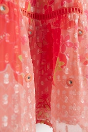 River Island Coral Girls 100% Cotton Floral Print Bardot Dress - Image 3 of 3