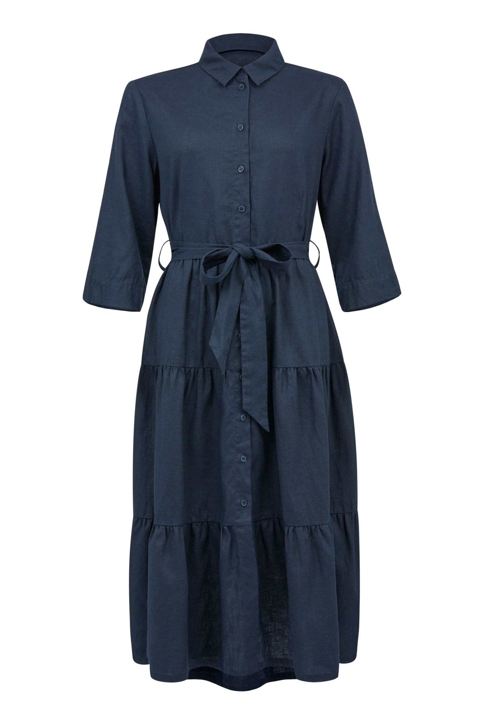 Celtic & Co. Blue Linen Tiered Midi Dresses - Image 2 of 7