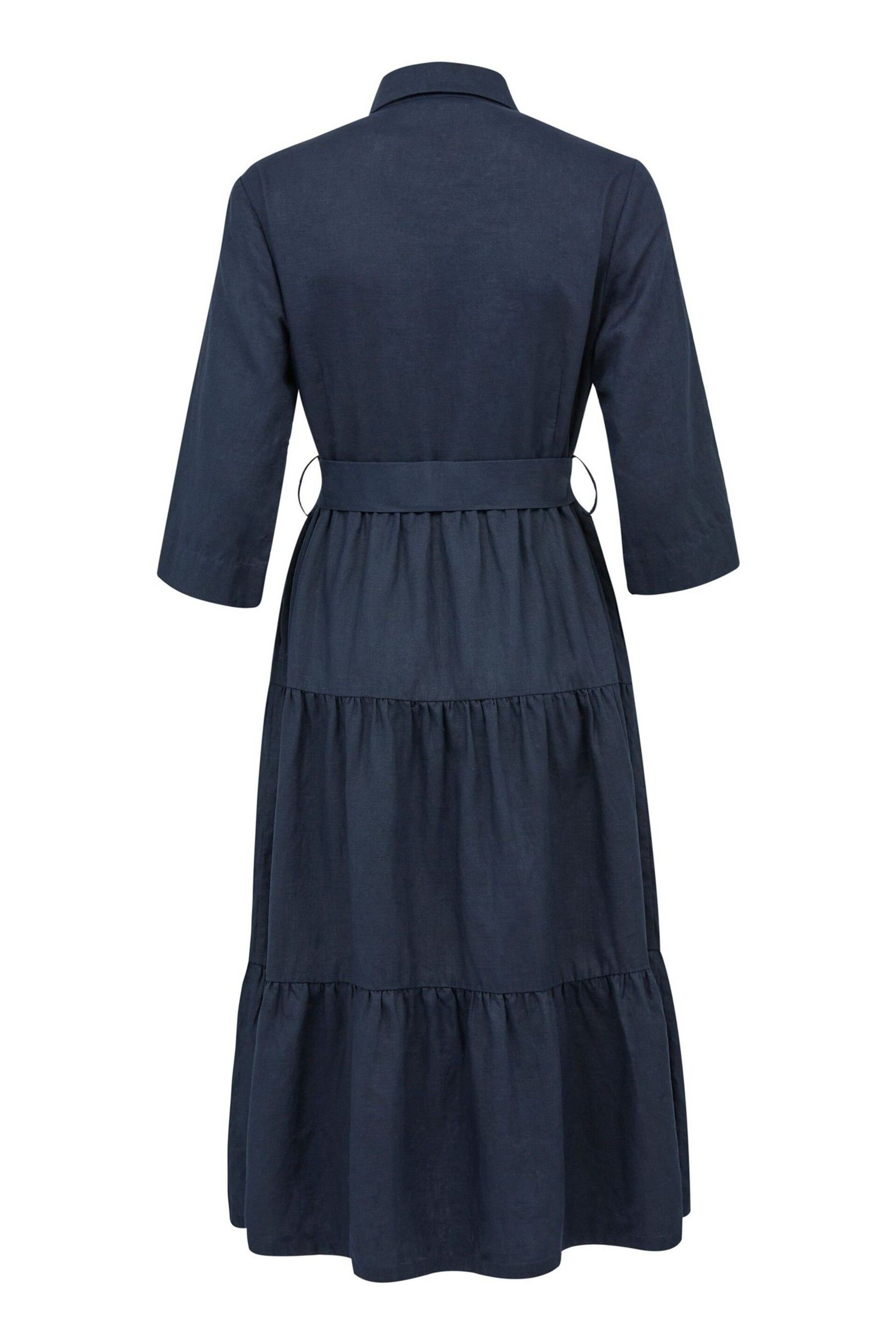 Celtic & Co. Blue Linen Tiered Midi Dresses - Image 3 of 7