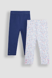 JoJo Maman Bébé Blue Bloom Ditsy Floral Leggings 2 Pack - Image 1 of 7