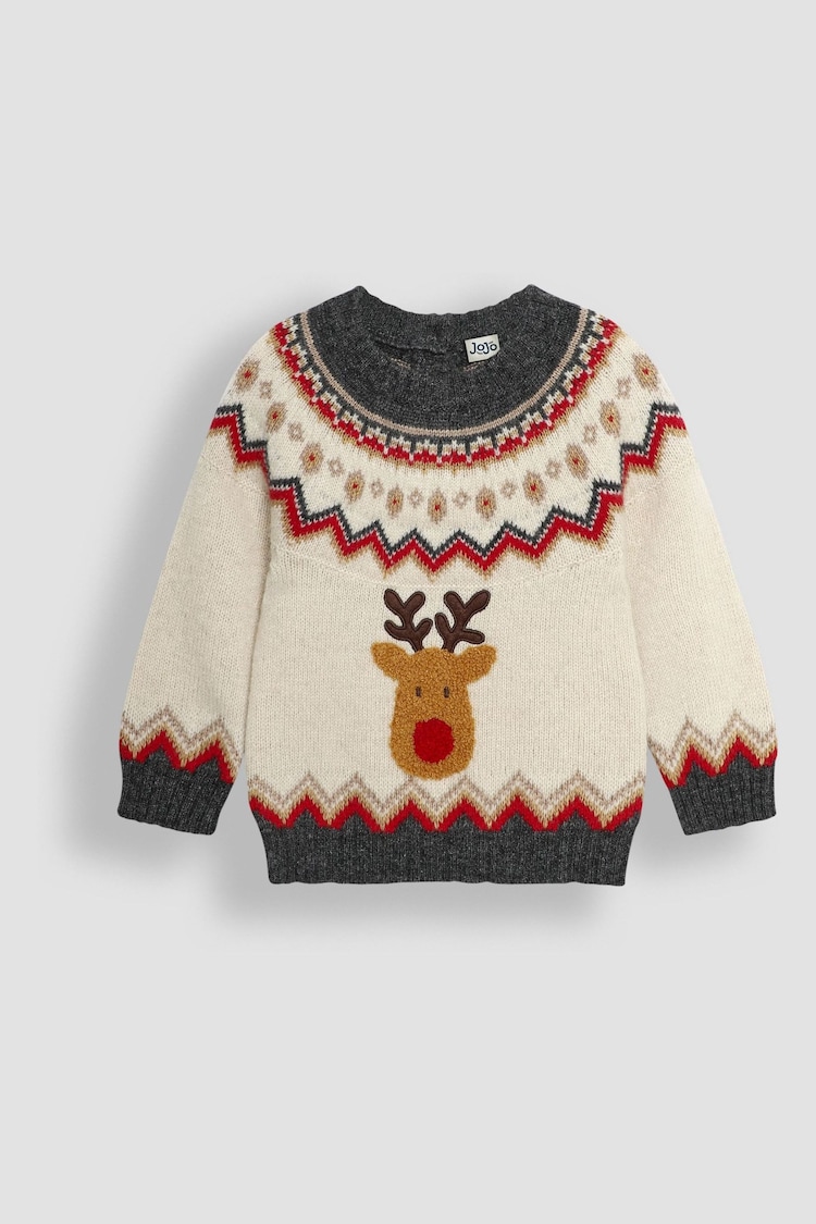 JoJo Maman Bébé Christmas Reindeer Fair Isle Jumper - 圖片 1，共 3