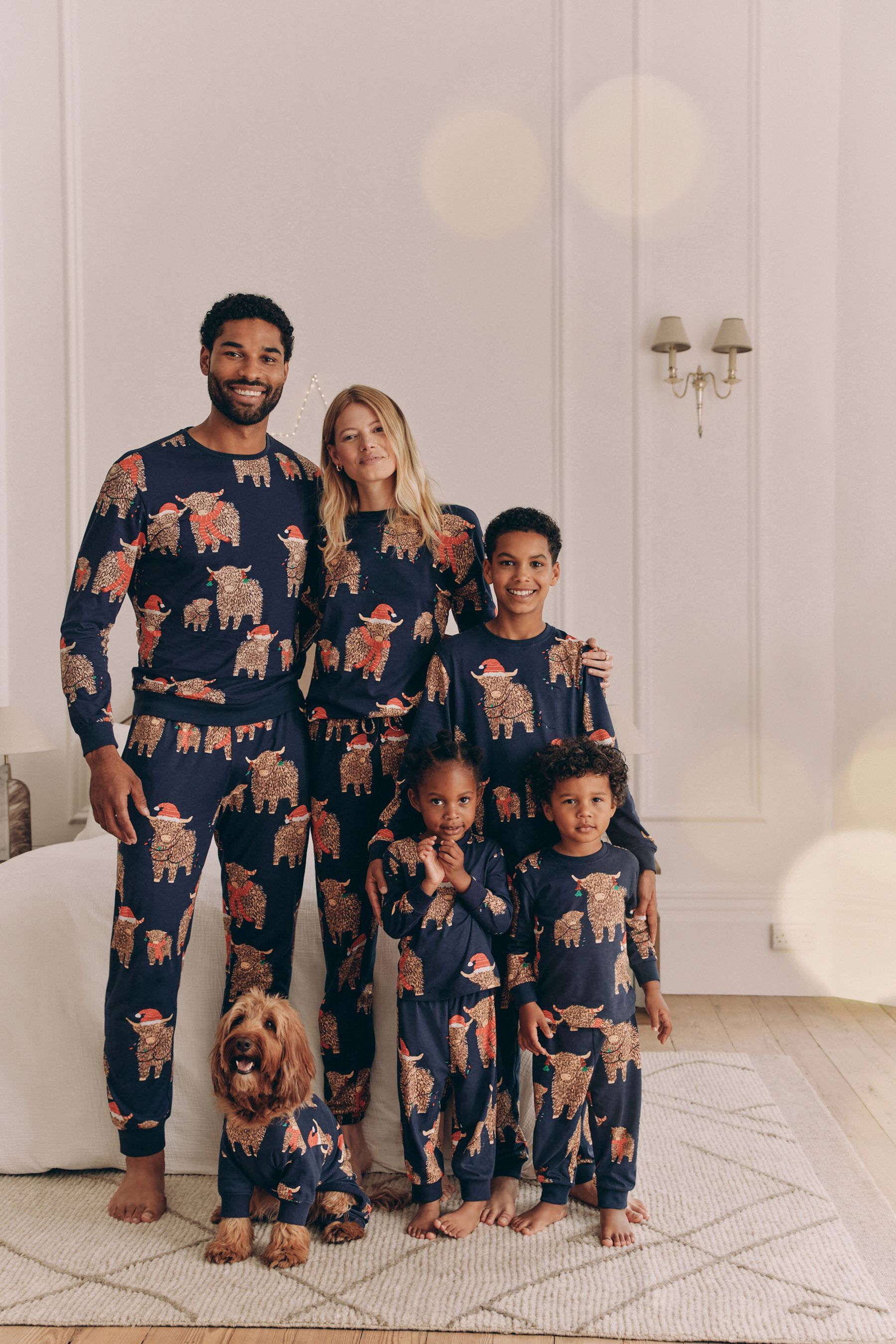 Buy Navy Blue 100 Cotton Matching Family Pets Christmas Hamish The Highland Cow Pyjamas from the Next UK online shop