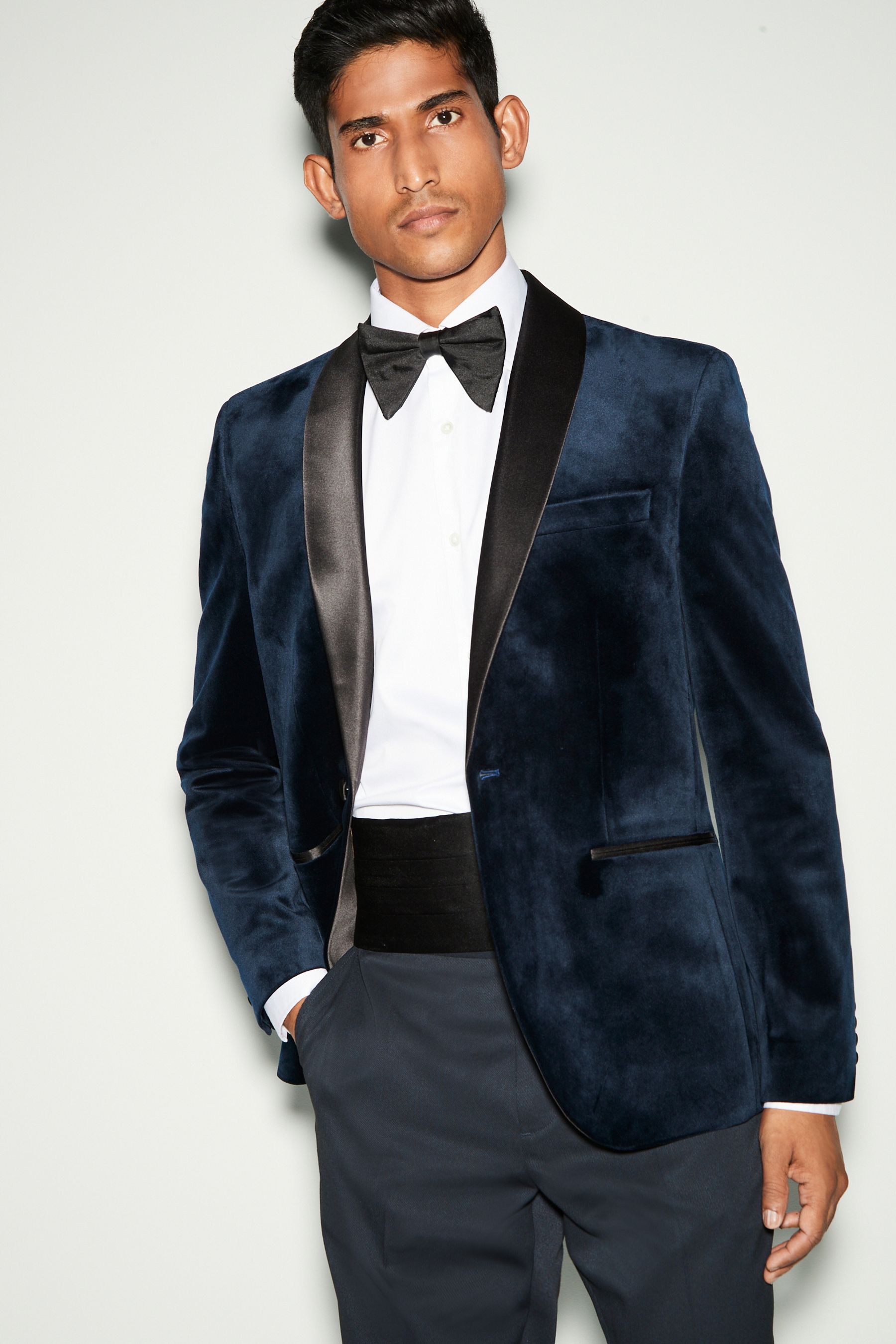 Buy Dark Navy Blue Regular Fit Velvet Blazer from the Next UK online shop