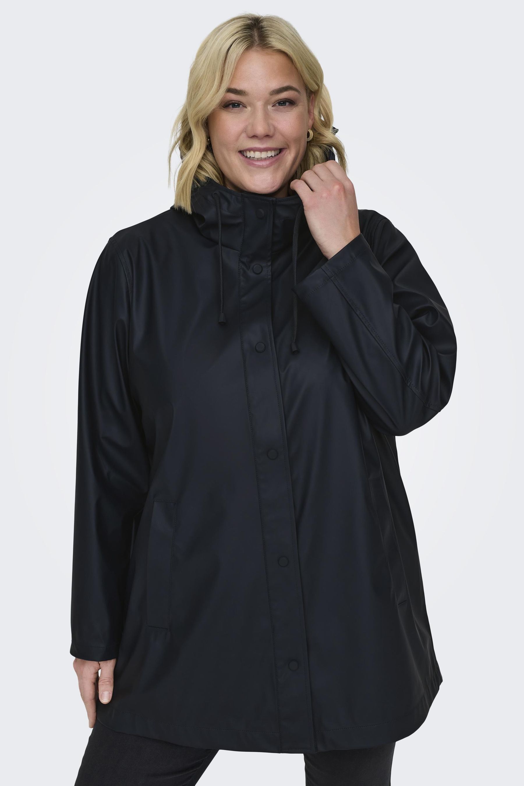 Buy ONLY Curve Blue Hooded Rain Coat from Next Australia