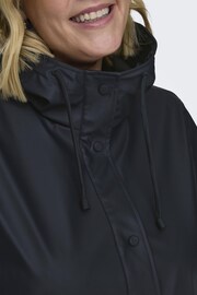 ONLY Curve Blue Hooded Rain Coat - Image 4 of 6