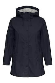 ONLY Curve Blue Hooded Rain Coat - Image 5 of 6