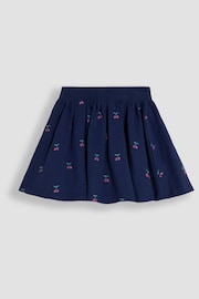 JoJo Maman Bébé Navy Cherry Embroidered Sweatshirt And Skirt Set 2 Pack - Image 4 of 5