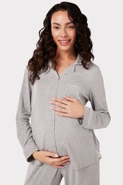 Chelsea Peers Grey Maternity Maternity Modal Button Up Long Pyjama Set - Image 3 of 5