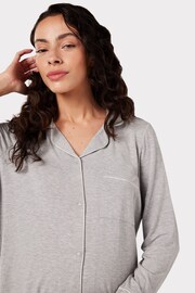 Chelsea Peers Grey Maternity Maternity Modal Button Up Long Pyjama Set - Image 4 of 5