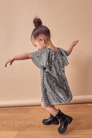 Charcoal Bow Sequin Party Angel Sleeve Dress (3mths-10yrs) - Image 1 of 7