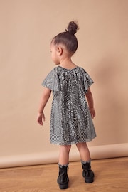 Charcoal Bow Sequin Party Angel Sleeve Dress (3mths-10yrs) - Image 4 of 7