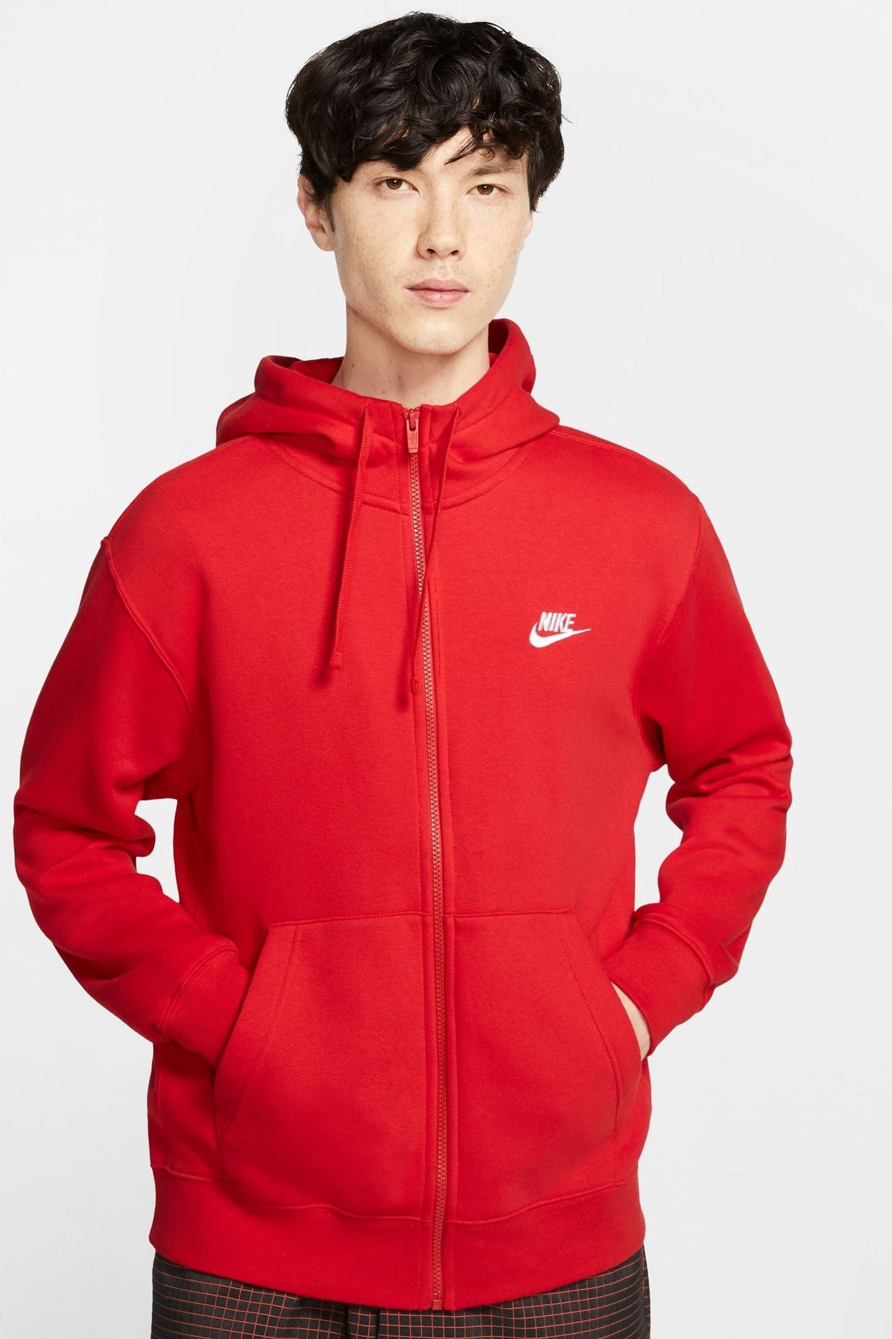 Buy Nike Red Club Zip Up Hoodie from the Next UK online shop