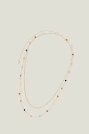 Accessorize Sterling Silver Plated Beaded Station Necklace - Image 1 of 3