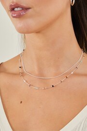 Accessorize Sterling Silver Plated Beaded Station Necklace - Image 3 of 3