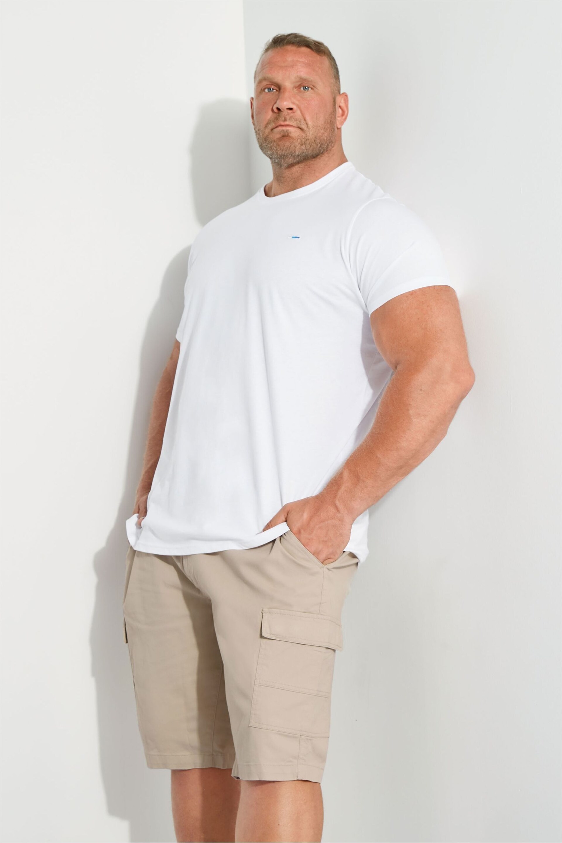 BadRhino Big & Tall White Stretch Cargo Shorts - Image 1 of 4