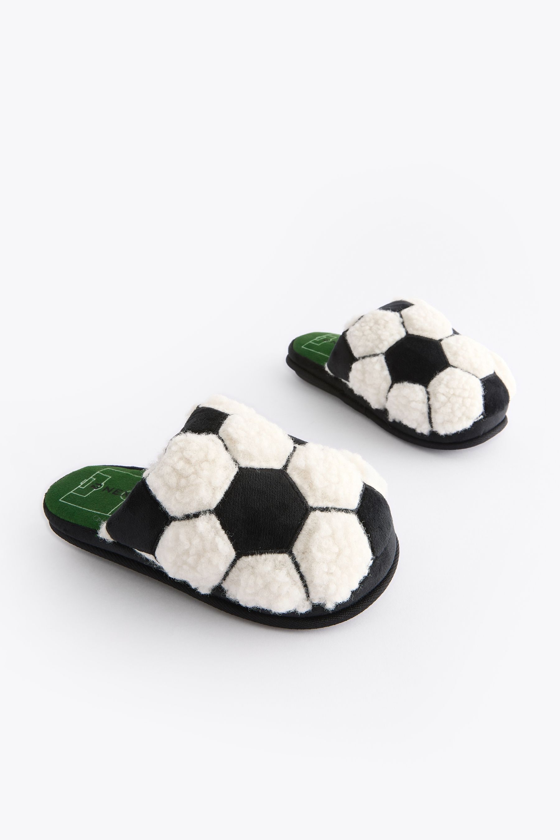 Buy Black White Fluffy Football Slippers Mules from the Next UK online shop