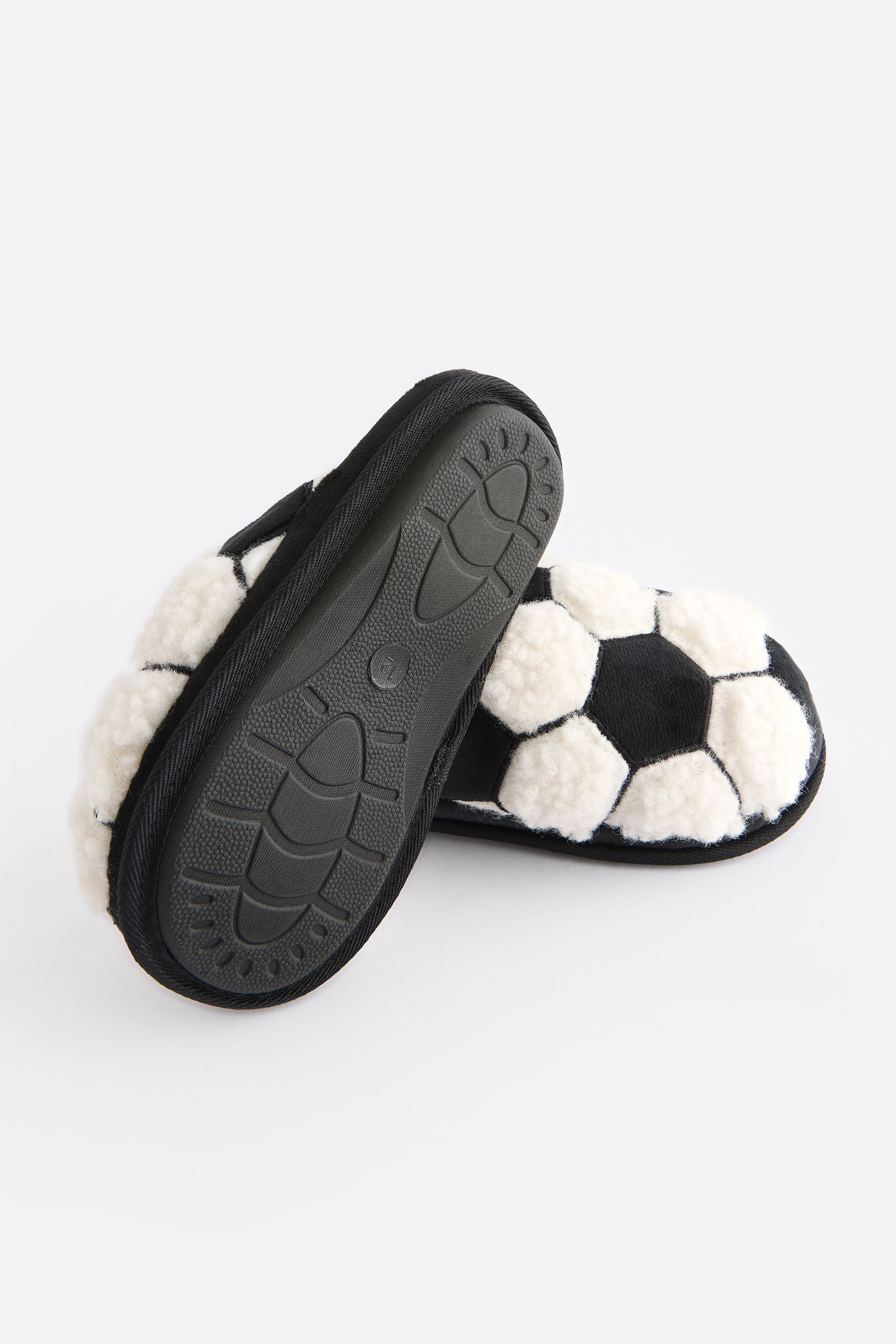 Buy Black White Fluffy Football Slippers Mules from the Next UK online shop