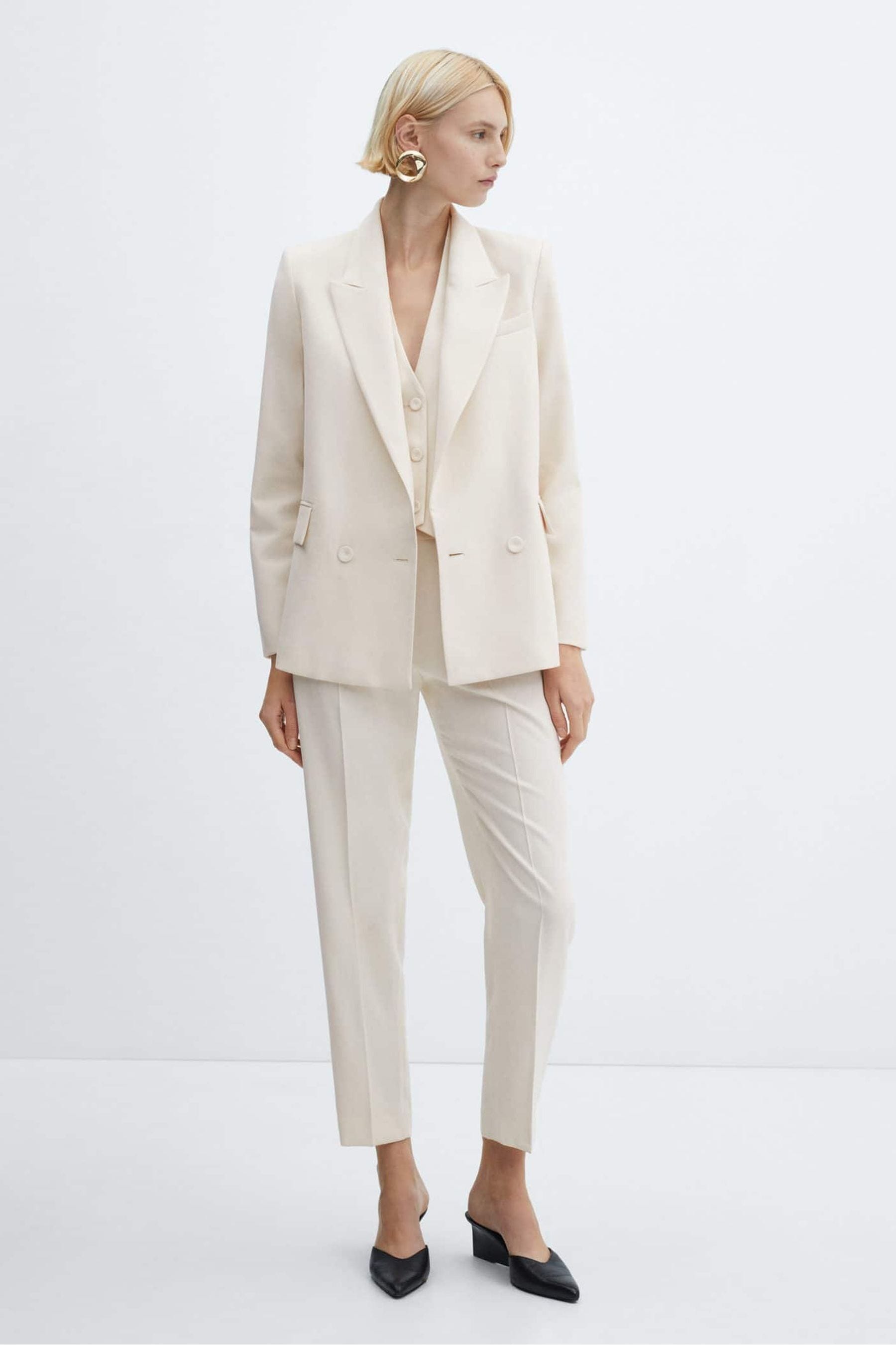 Buy Mango Cream Double Breasted Suit Blazer from the Next UK online shop