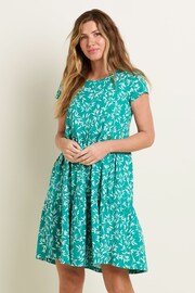 Brakeburn Green Bamboo Leaves Tiered Dress - Image 1 of 4