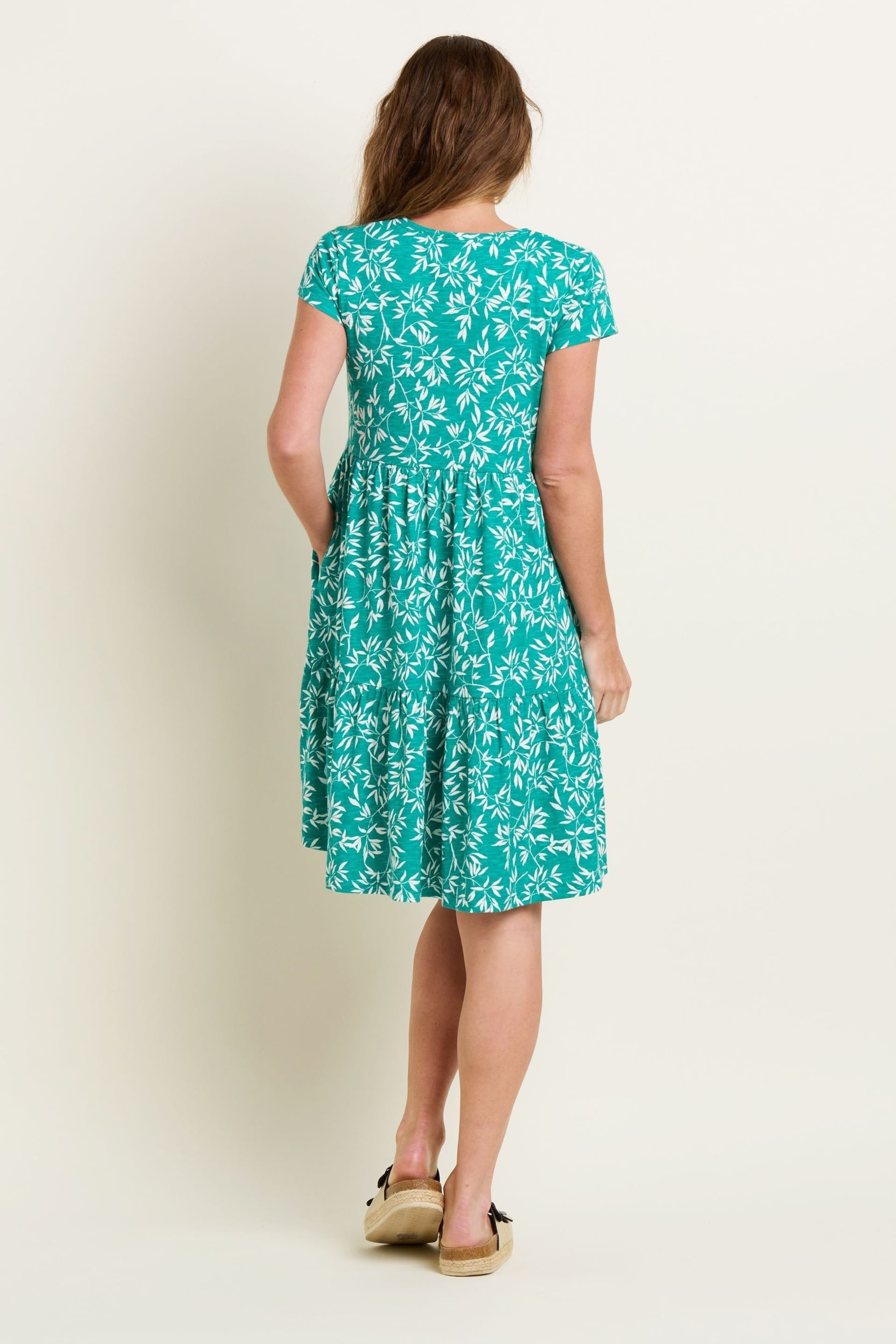 Brakeburn Green Bamboo Leaves Tiered Dress - Image 2 of 4