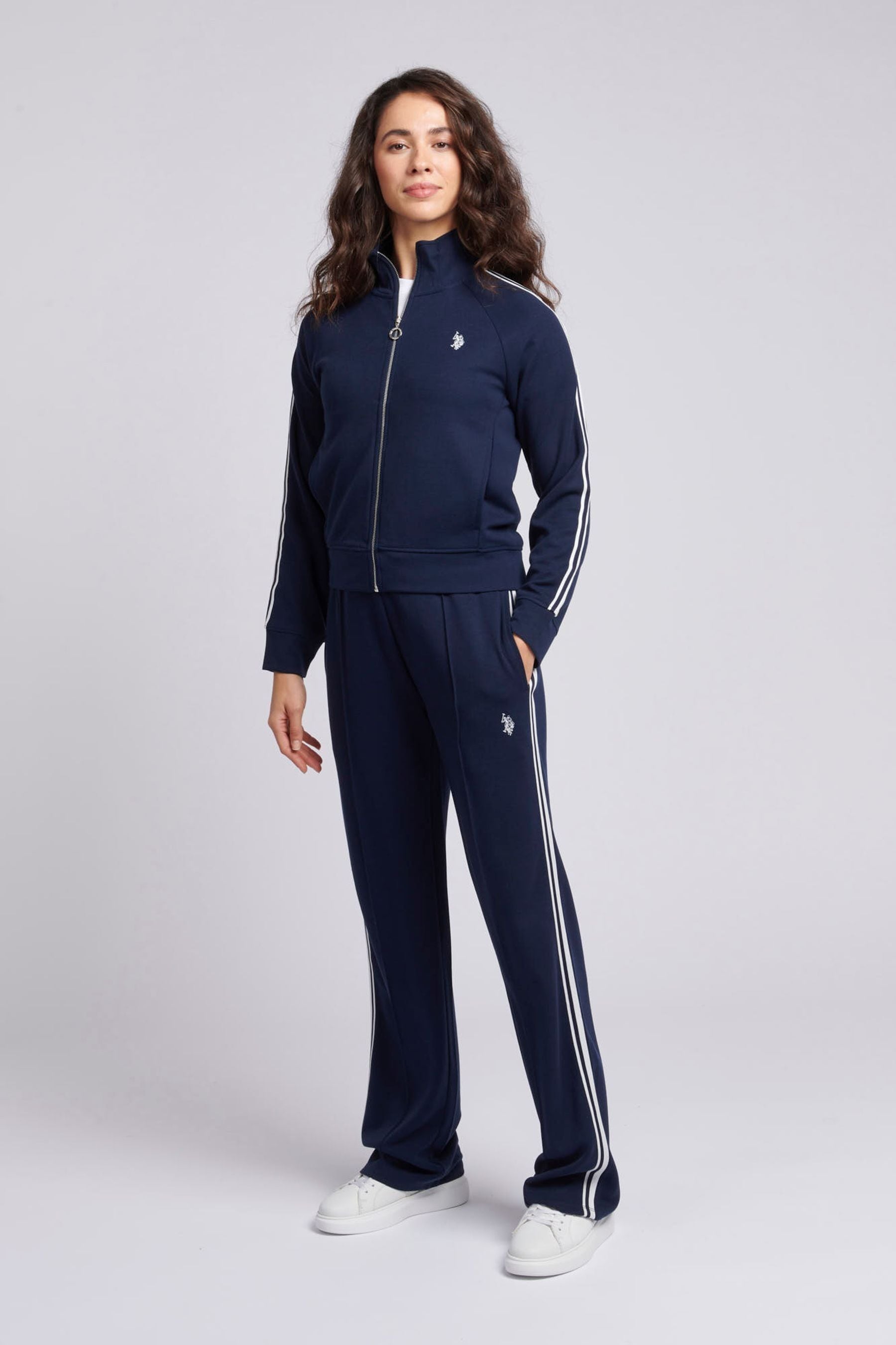 Buy U.S. Polo Assn. Blue Womens Stripe Trim Zip Through Tracksuit Top from the Next UK online shop
