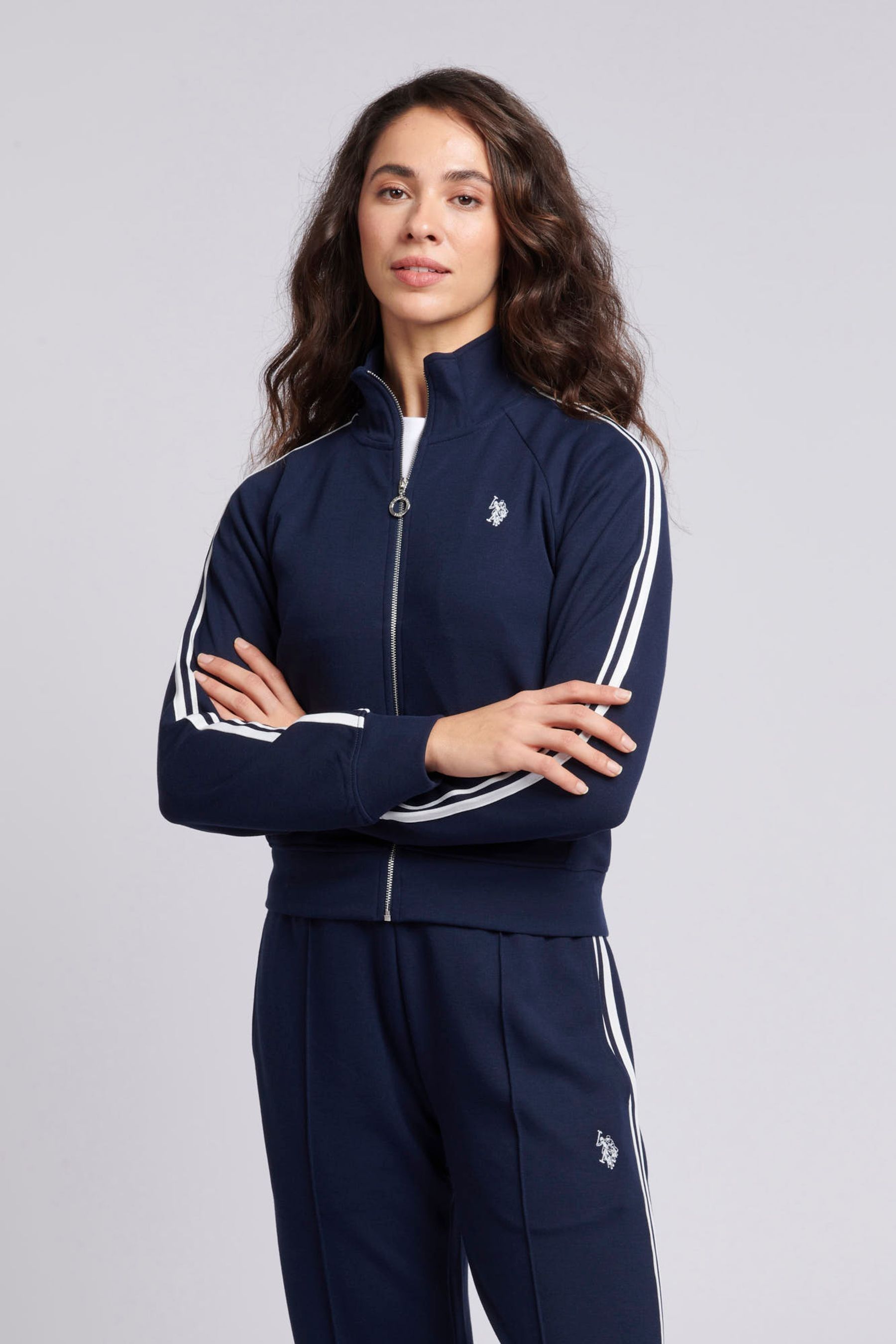 Buy U.S. Polo Assn. Blue Womens Stripe Trim Zip Through Tracksuit Top from the Next UK online shop