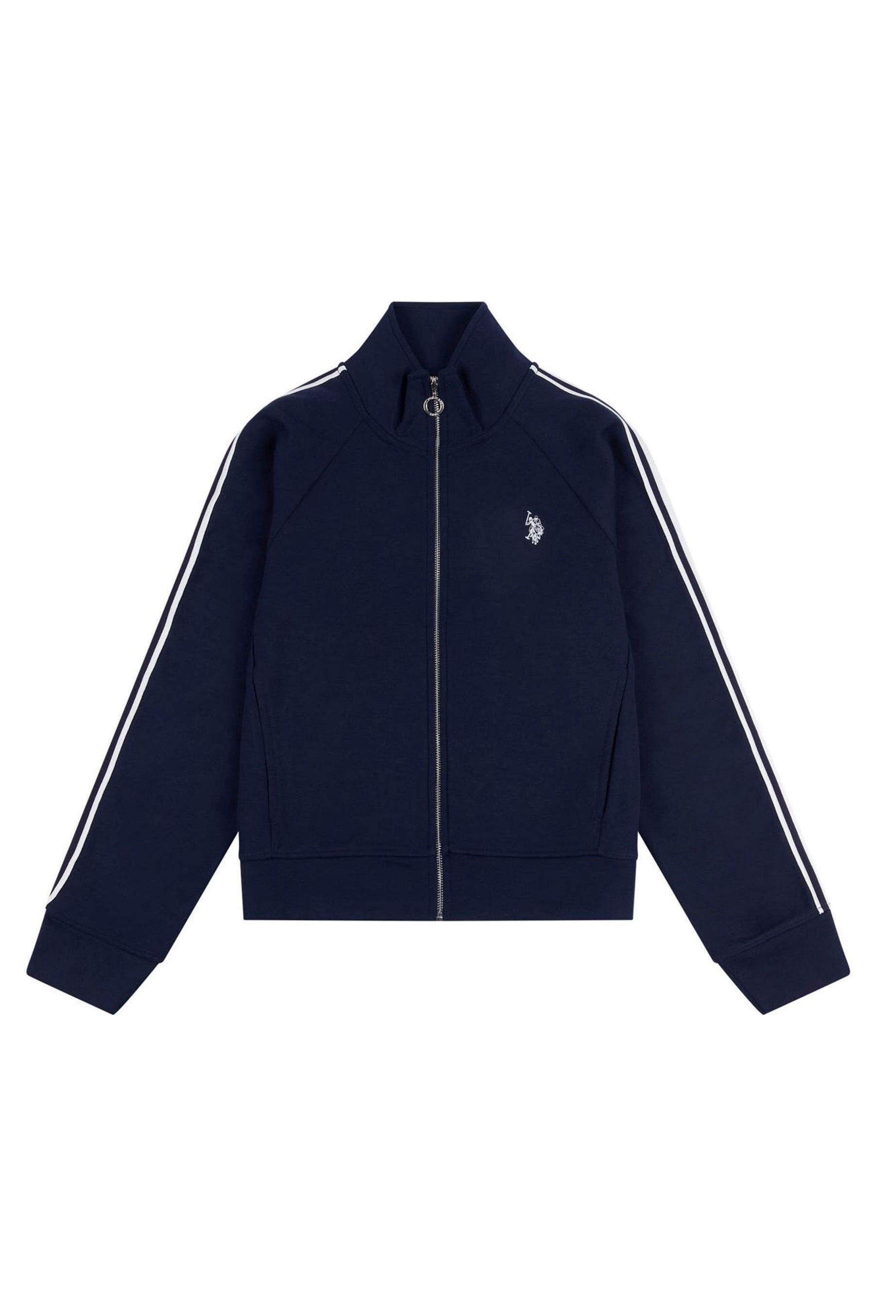 U.S. Polo Assn. Blue Womens Stripe Trim Zip Through Tracksuit Top