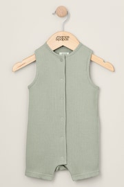 Mamas & Papas Rib Sage Green Sleeveless Romper - Image 1 of 3