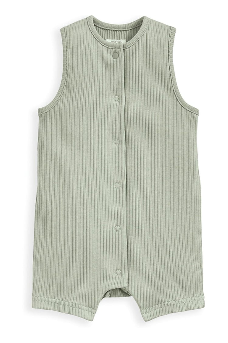 Mamas & Papas Rib Sage Green Sleeveless Romper - Image 2 of 3