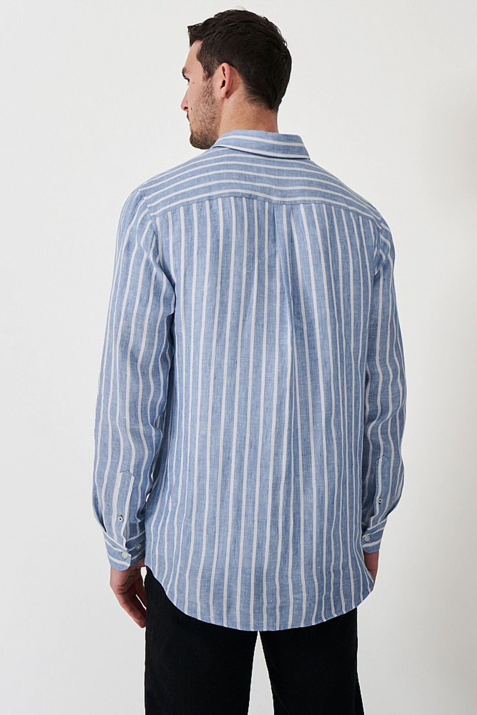 Crew Clothing Miles Stripe Linen Classic Shirt - Image 4 of 4