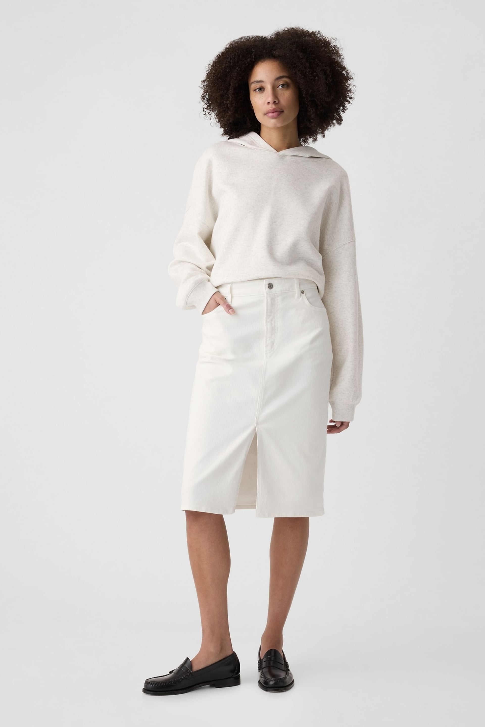 Gap White Denim Midi Skirt - Image 1 of 5