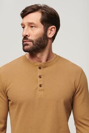 Superdry Brown Waffle Long Sleeve Henley Top - Image 3 of 3