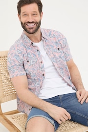 FatFace Pink Chambray Palm Print Shirt - Image 4 of 5